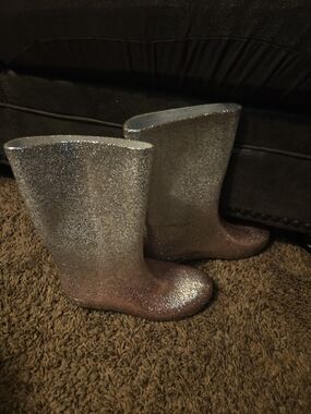 Glitter Rain Boots for Women - Silver